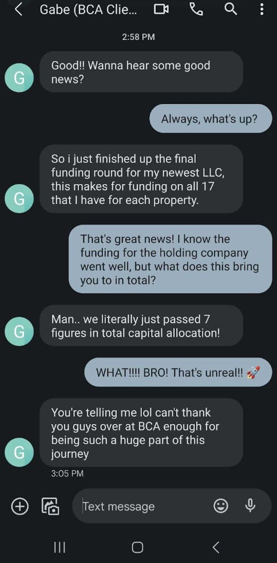 Gabe — crossed $1M+ in total capital allocation across 17 LLCs