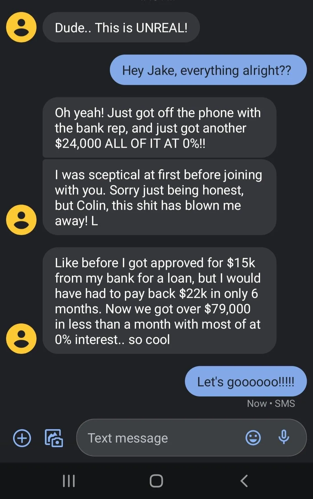 Jake — $79,000 at 0% in under a month after previously paying back $22K on a $15K loan